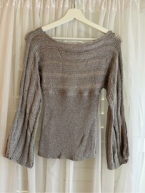Armani Exchange Knit Fitted Bell Sleeve Top